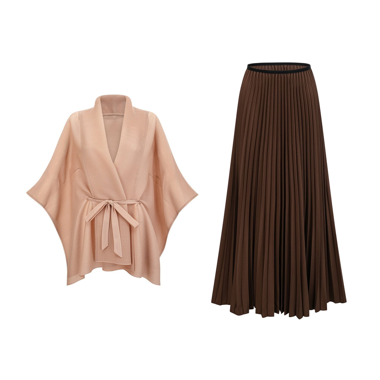 Adèle capedesign pleated top  skirt matching set