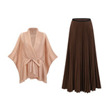 Adèle capedesign pleated top  skirt matching set