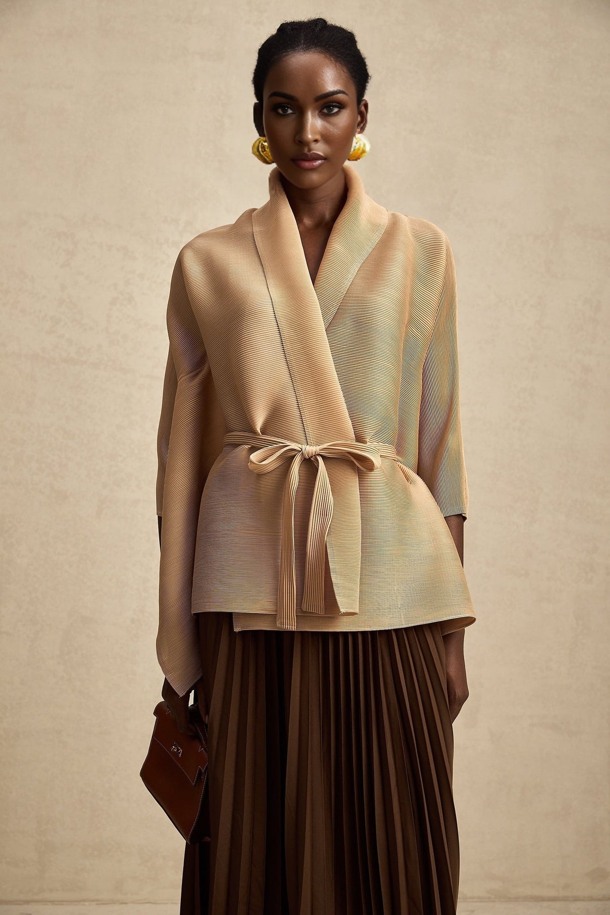 Adèle capedesign pleated top  skirt matching set