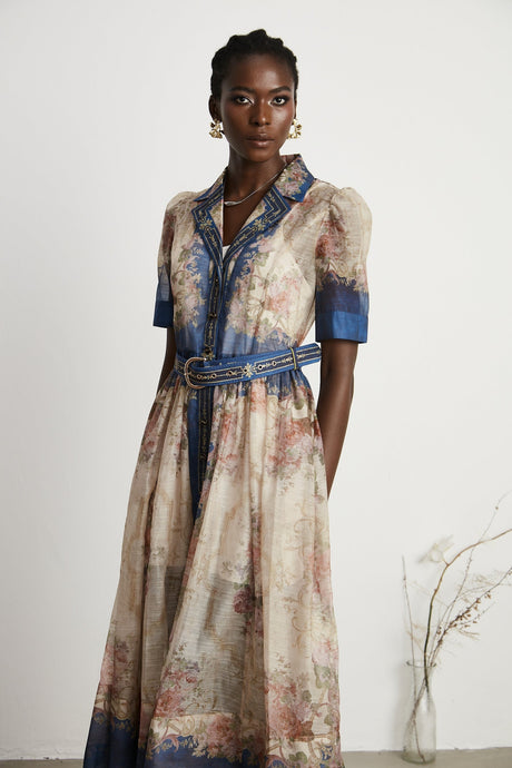Aélis patternprint midi dress