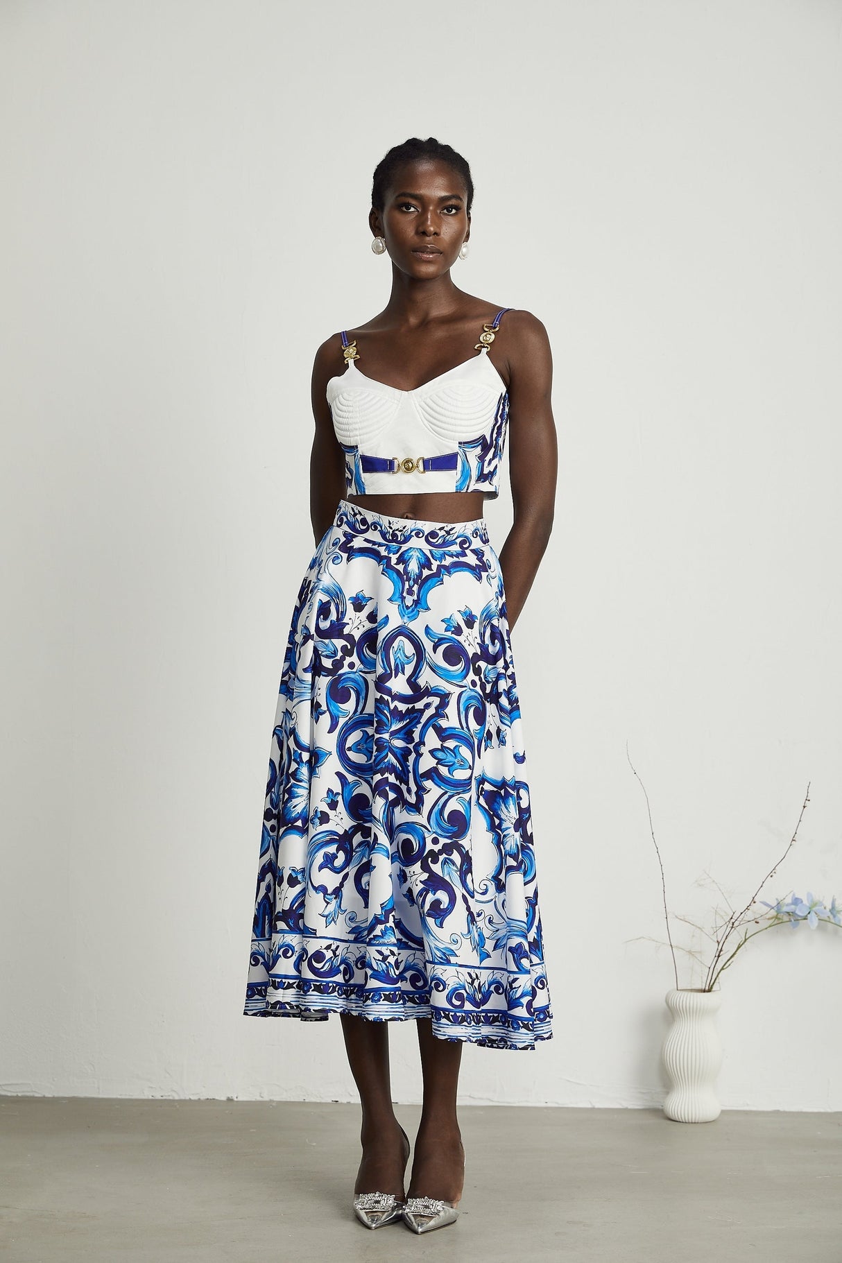 Allegra graphicprinted top  skirt matching set
