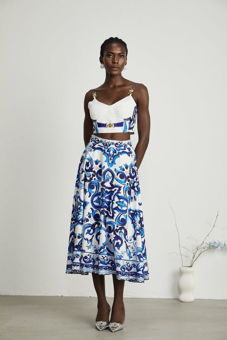 Allegra graphicprinted top  skirt matching set