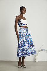 Allegra graphicprinted top  skirt matching set
