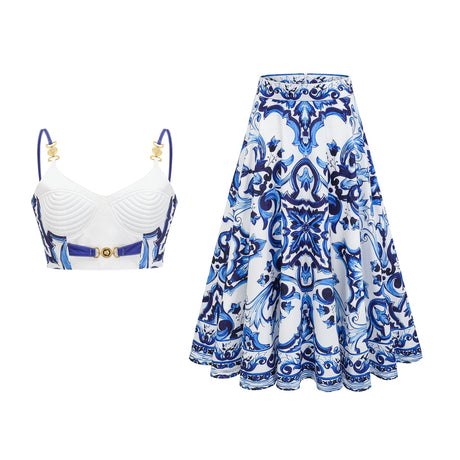 Allegra graphicprinted top  skirt matching set