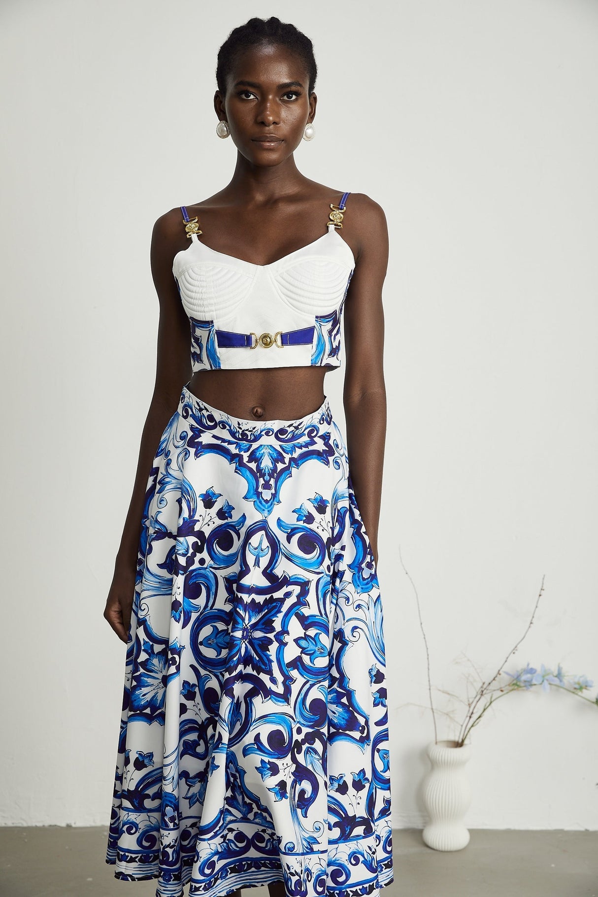 Allegra graphicprinted top  skirt matching set