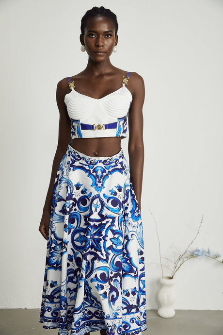 Allegra graphicprinted top  skirt matching set