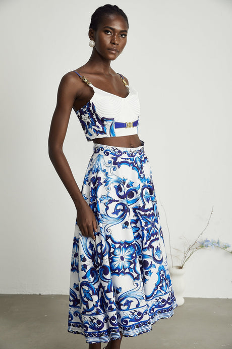 Allegra graphicprinted top  skirt matching set