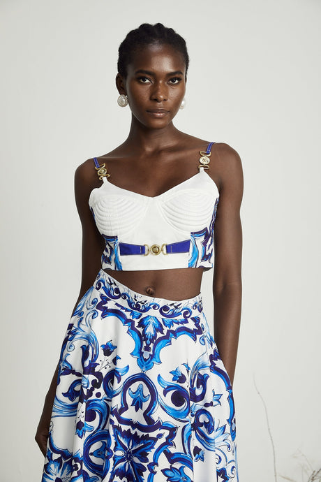 Allegra graphicprinted top  skirt matching set