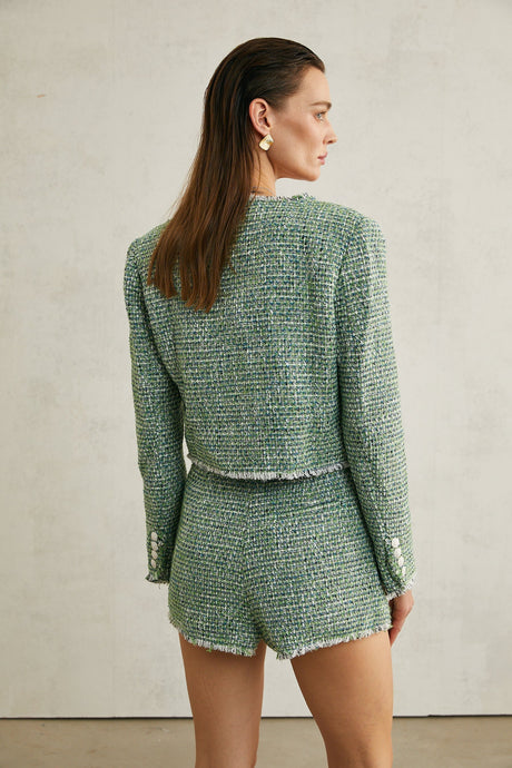 Alyss green tweed jacket  shorts matching set