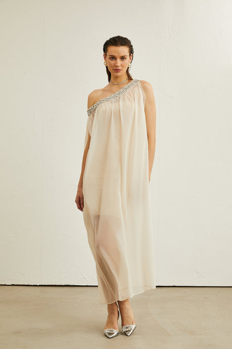 Austen crystalembellished semisheer midi dress
