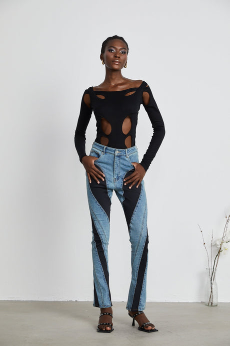 Beau black triple loop bodysuit