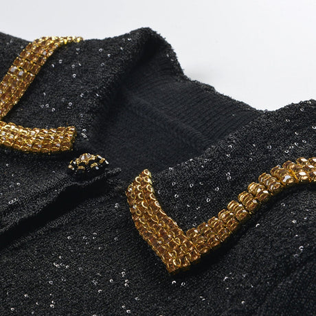 Blandine black sequin jacket  skirt matching set