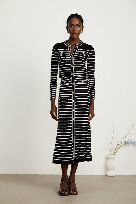 Charlotte striped knitted cardigan  dress matching set