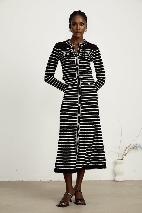 Charlotte striped knitted cardigan  dress matching set