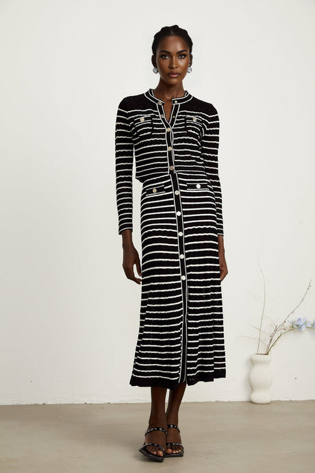 Charlotte striped knitted cardigan  dress matching set