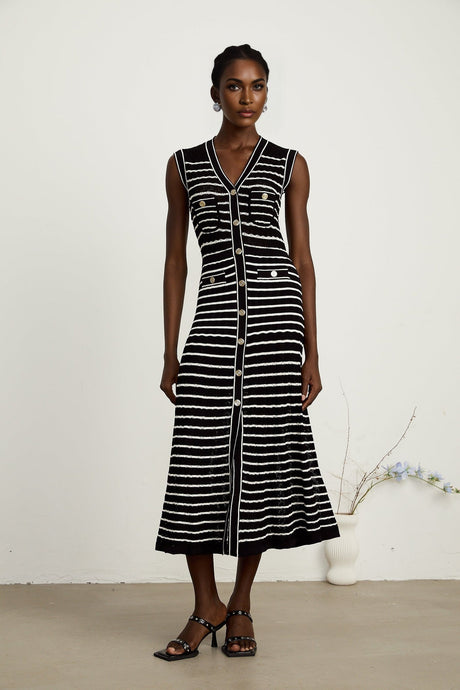 Charlotte striped knitted cardigan  dress matching set
