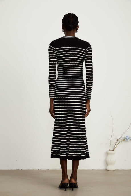 Charlotte striped knitted cardigan  dress matching set