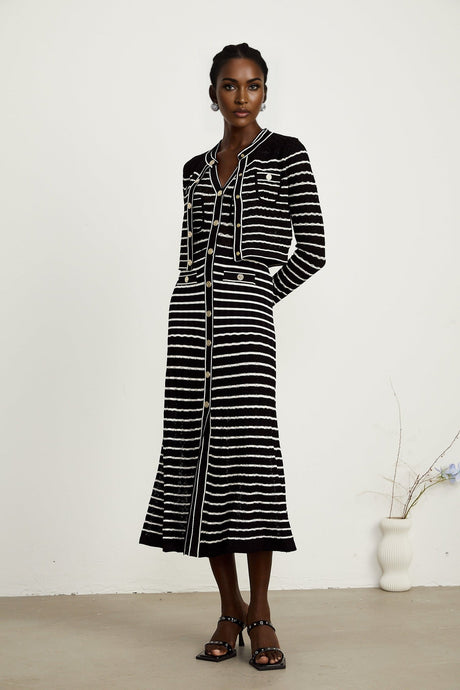 Charlotte striped knitted cardigan  dress matching set
