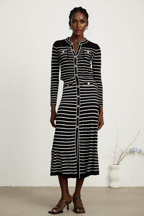 Charlotte striped knitted cardigan  dress matching set