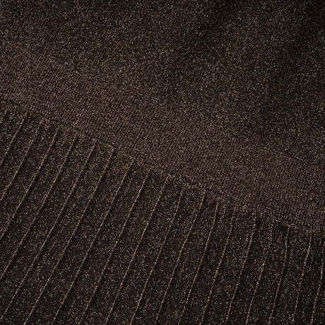 Cordélia brown metallicthreading ribbed midi dress