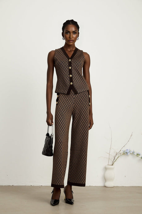 Cyrielle monogramjacquard top  trousers matching set
