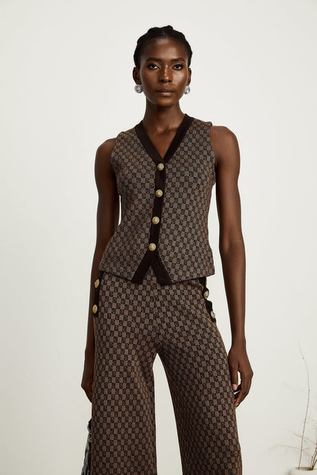 Cyrielle monogramjacquard top  trousers matching set