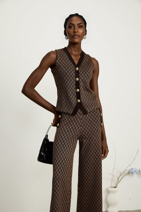 Cyrielle monogramjacquard top  trousers matching set