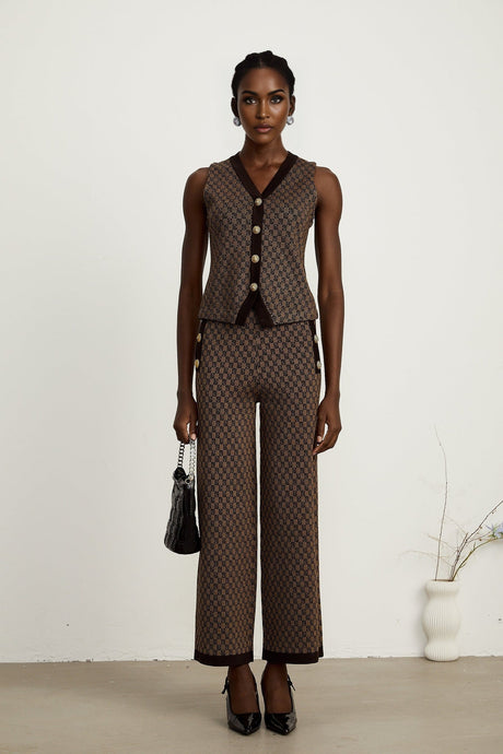Cyrielle monogramjacquard top  trousers matching set