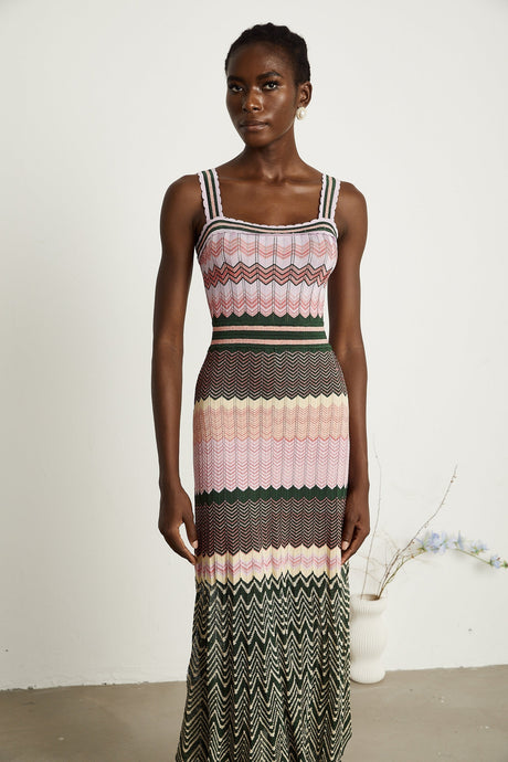 Daphné contrastcolor knitted midi dress