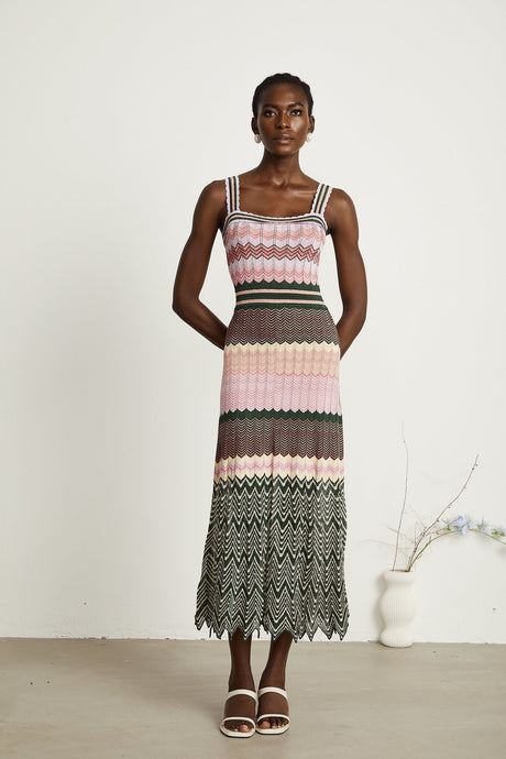 Daphné contrastcolor knitted midi dress