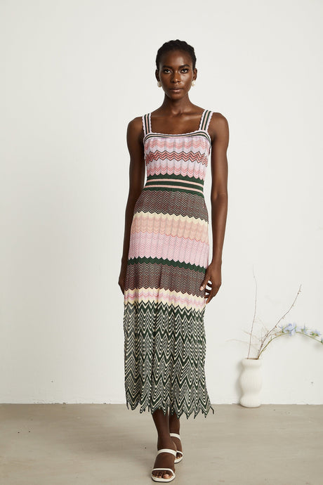 Daphné contrastcolor knitted midi dress