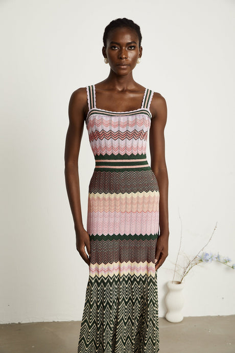 Daphné contrastcolor knitted midi dress
