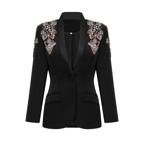 Delphine black embellished jacket  trousers matching set
