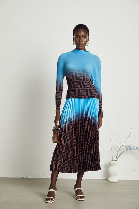 Désirée colorblock pleated top  skirt matching set