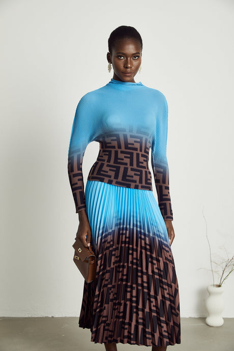 Désirée colorblock pleated top  skirt matching set