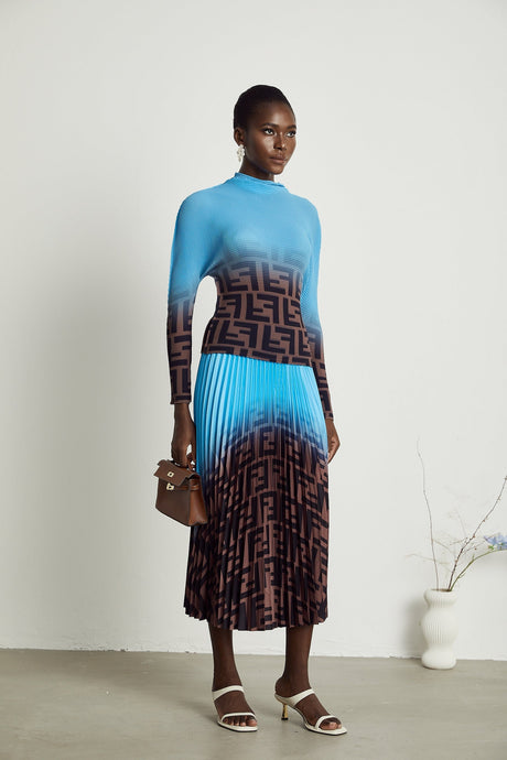 Désirée colorblock pleated top  skirt matching set