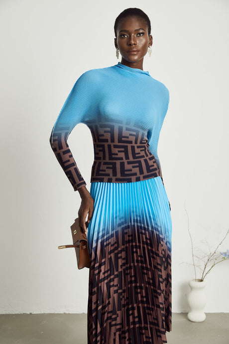 Désirée colorblock pleated top  skirt matching set