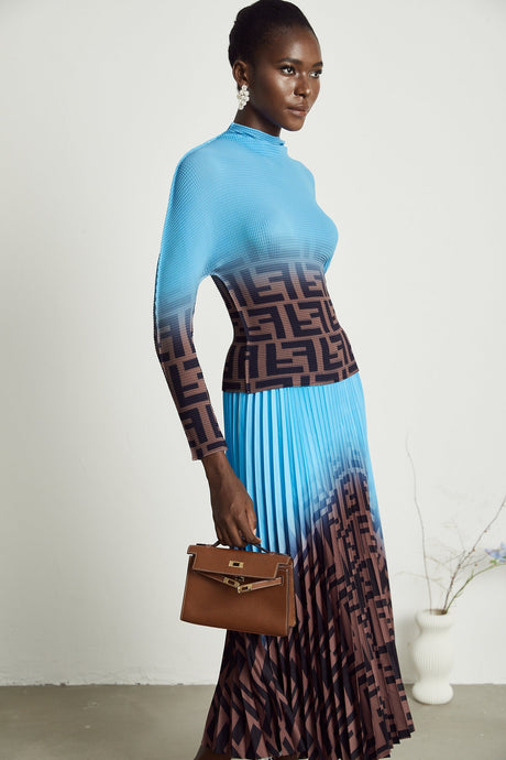 Désirée colorblock pleated top  skirt matching set