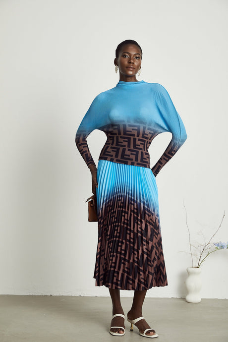 Désirée colorblock pleated top  skirt matching set
