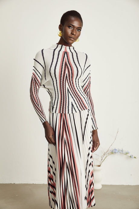 Désirée lineprint stretch top  skirt matching set