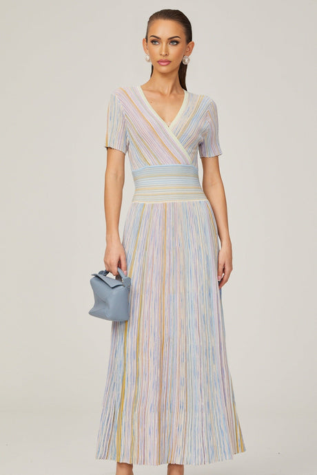 Diane contrastcolor pinstripe ribknit midi dress