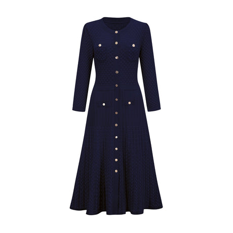 Élodie knitted longsleeve midi dress in Blue