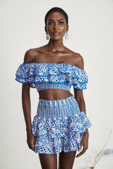 Élodie ruffled patternprint top  skirt matching set