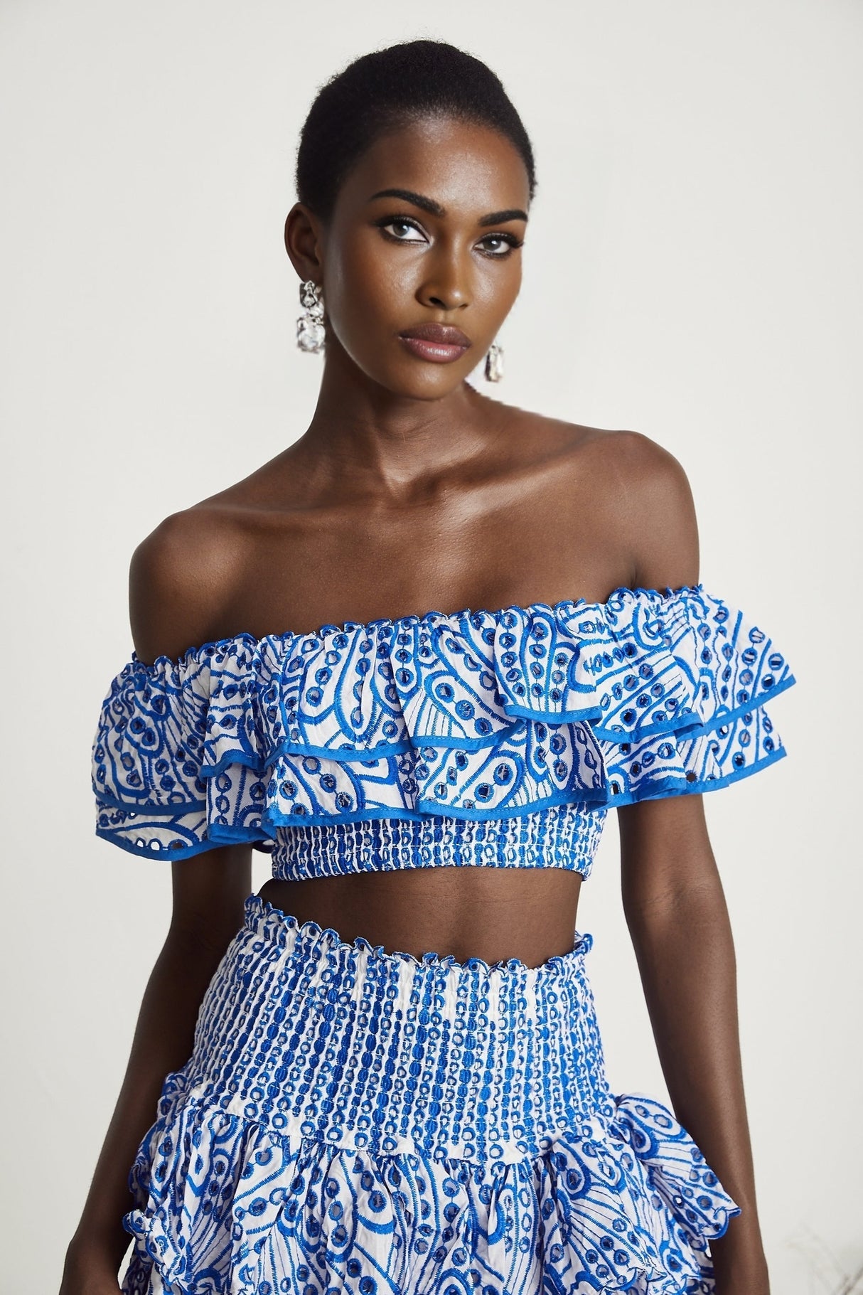 Élodie ruffled patternprint top  skirt matching set
