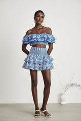 Élodie ruffled patternprint top  skirt matching set