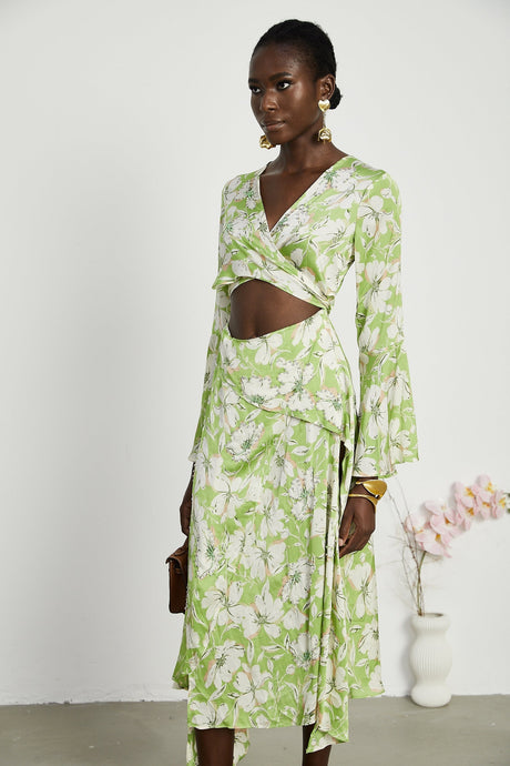 Éva floralprint crystalembellished midi dress