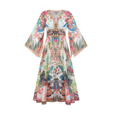 Éva patternprint Vneck midi dress