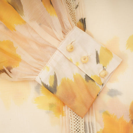 Éva yellow floralprint blouse  skirt matching set