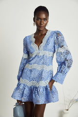 Gaëlle Vneck floral embroidered mini dress