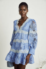 Gaëlle Vneck floral embroidered mini dress